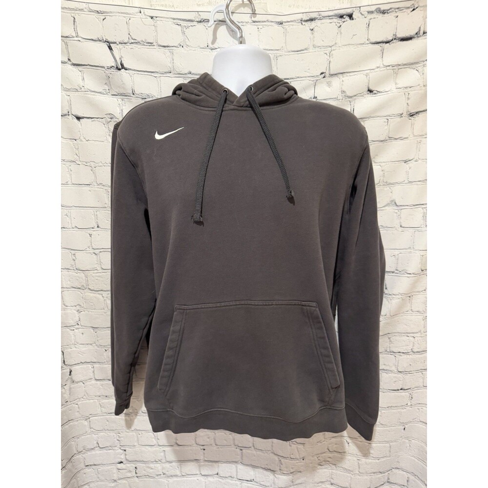 Nike Classic Swoosh Drawstring Hoodie Dark Gray Faded Size XL